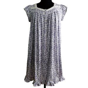Eileen West Med Midi Soft Cotton Ballet Nightgown Cap Sleeves Lace Relax Fit